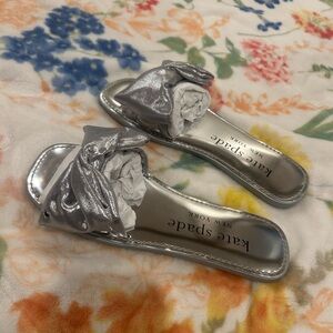 Kate Spade Metallic Silver Slide Sandals